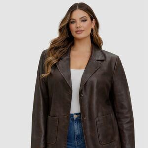 Tower Hill Collection Vintage Brown Leather Jacket - Size 16